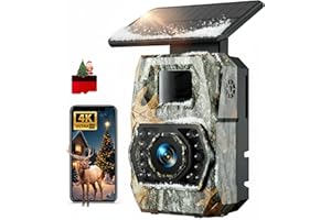 CamZeste Cámara de Caza Solar WiFi 4K 60MP con Batería Recargable de 5200 mAh, Camara Fototrampeo con Visión Nocturna, 0.1s Tiempo de Activación, IP66, Observación de Animales, con Tarjeta SD de 32GB