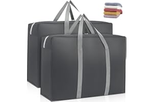 LEKEFETO 2er-Pack Aufbewahrungstasche für Bettdecken: LEKEFET Bettwäsche Tasche Aufbewahrung Bettzeug, Groß Aufbewahrungstasche, Handliche Reißverschluss-Bag für Bettwäsche Bettdecken Kissen 110L