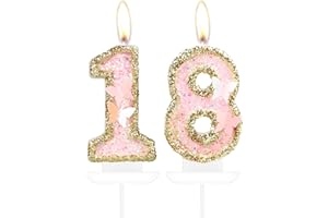 MCISKIN Butterfly Number 18 Candles, Pink Gold Happy 18th Birthday Candles for Cake, Girls 18th Birthday Cake Decorations, Gold Butterfly 18 Cake Topper, Pink Cake Candles Cake Topper for Women Birthday Party