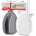 HieerBus Silicone Face Scrubber,Manual Exfoliating Brush,Handheld Facial Cleansing Brush for Women Men-Blackhead Removing Pore Cleansing Massaging for Sensitive, Delicate, Dry Skin (3rd-Grey+White)