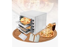 BAOCHADA Forno elettrico per pizza 3000 W, a doppio strato, mini forno elettrico per pizza, forno commerciale, con regolazione della temperatura di 50 – 350 ℃ e funzione timer per la ristorazione