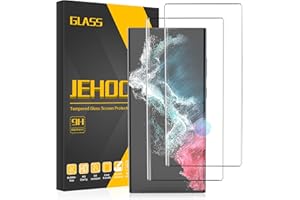 JEHOO für Panzerglas Schutzfolie für Samsung Galaxy S22 Ultra, 2 Stück HD Klar Displayschutzfolie Blasenfreie Vollständige Abdeckung Fingerabdruck-ID Unterstützen 9H Härte