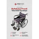 MedPride Refakat&ccedil;i Frenli Ekonomik Manuel Katlanabilir Tekerlekli Sandalye