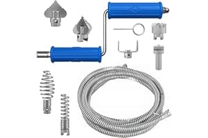 Bocguy Espiral para Limpieza de Tuberías, Espiral para Limpieza de Desagües, Cabezal Cortante para Limpieza de Desagües con 6 Cabezales Cortantes, para Inodoros, Espiral para Limpieza de Tuberías
