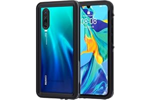 Focusor Funda Impermeable Huawei P20 Lite, IP68 Waterproof Outdoor Delgado Cover a Prueba de choques Anti-rasguños Full Body con Protector de Pantalla Impermeable Funda para P20 Lite (Negro) (P30)
