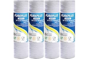 PUREPLUS Filtro de sedimentos para agua de pozo, 5 micras, 10 x 2.5 pulgadas, cartucho de repuesto para sistema universal de RO de 10 pulgadas, WP-5, Aqua-Pure AP110, CFS110, Culligan P5, WFPFC4002, CW-MF,