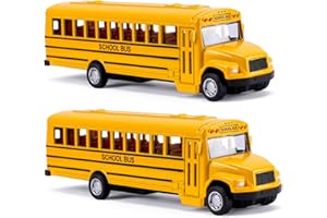 XINGANER Lot de 2 bus scolaires en alliage métallique moulé sous pression de 14 cm avec véhicules jaune vif pour enfants, garçons et filles
