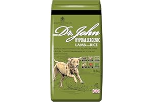 Dr John Wheat-Free Hypoallergenic Dry Dog Food - Lamb with Rice Dog Food 12.5kg - Complete Nutrition for Adult and Senior Dogs with Sensitive Digestion