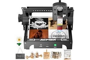 ACMER S1 6W Grabador láser para principiantes, cortador y grabador láser portátil para bricolaje en madera, metal, acrílico, cuero, área de grabado 130x130 mm, perfecto para pequeñas empresas