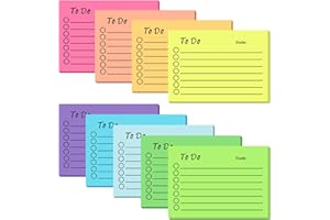 ‎XREE 9 Blöcken Haftnotizen, 450 Blätter To Do Liste Haftnotizblock Linierte Notizzettel Sticky Notes Selbstklebend für Familie Schule Büro (10 X 7cm)