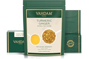 VAHDAM, Turmeric Ginger Herbal Tea (3.53 oz) Caffeine Free, Non GMO | Pure Herbal Blend - Savory & Spicy | Vacuum Sealed | Direct from Source