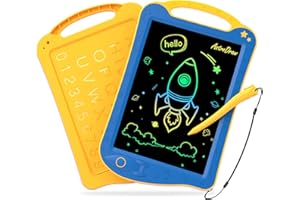 HOMESTEC AstroDraw Jouet Enfants 2 3 4 5 6 Ans, 1ères Dessin et Écriture jouet, Tablette D'écriture LCD, Non salissant, Cadeau Anniversaire Noël pour Garçon et Fille (Bleu/Jaune)