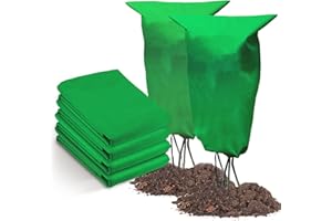 Jordbrux 70gms Plant Fleece Frost Protection Covers, 4pcs 60cm x 80cm Winter Garden Fleece Bag, Plant Cover for Potted Plant Winter Plant Protection Jacket for Outdoor Plants with Drawstring