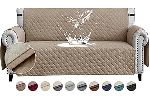 FIGOOO Copridivano Impermeabile 2 Posti Addensare Copridivano Trapuntato Reversibile con Tasche Laterali Antimacchia Antigraffio Cani Gatti Moderno Salvadivano,Cachi