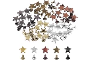 Swpeet Assortiment de 120 rivets en forme d'étoile en bronze antique de 12 x 6 mm - Rivets en cuir pour artisanat du cuir