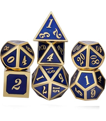 7-teiliges DND-Metallwürfel-Set – Polyedrische Zinklegierungs-Würfel Mit Aufbewahrungstasche (Blau-Rosa)