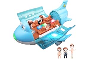 AtomDream Tech Aeroplane Toys – Electric Passenger Plane Toy with Light & Music, 360° Rotating Stunt Plane for Kids – Simulation Aircraft Gift for Boys & Girls (Blue)