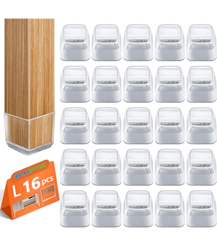 16pcs Square Chair Leg Protectors, BAIPOK Silicon Chair Leg