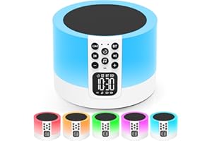 AFEXOA Enceinte Bluetooth Reveil Veilleuse, Lampe de Chevet Tactile avec 30 Sons Sommeil et Minuterie, Haut-Parleur Bluetooth Réveil Lumineux avec Lecteur de Musique MP3, Cadeau pour Bébé Enfant Ado