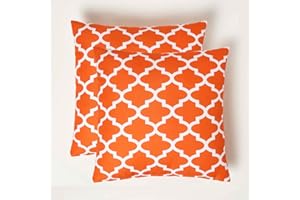 HOMESCAPES Coussin d’extérieur imperméable Orange NOLA, Coussin de Jardin carré 45x45 cm, Décoration Jardin extérieur – Lot de 2
