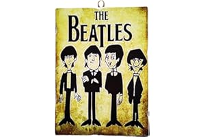 KUSTOM ART Quadro Quadretto Stile Vintage The Beatles da Collezione Stampa su Legno 25x18