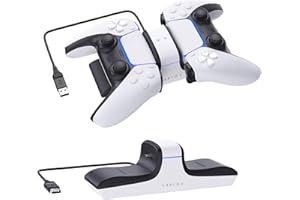 RAPTOR-GAMING CS200 Cargador Dual PS5, Blanco, Negro, Azul