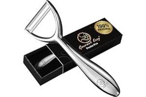 GOURMET EASY Econome in INOX di alta qualità per frutta e verdura I pelapatate con lama ultra affilata adatta come pelapatate di patate e asparagi con manico ergonomico e antiscivolo.