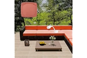 HLTQL Funda para Cojines Exterior Impermeable, Cubre Sofa Gatos Arañazos con Cremallera, Fundas De Sofa Antimanchas y Ajustables, para Interiores y Exteriores, Muebles De Ratán(#6,55x45x10cm)
