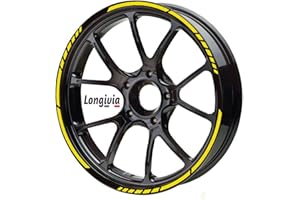 LONGIVIA Adesivi Cerchioni Moto Auto Bici e MTB Giallo Set Completo per 2 Ruote Strisce Cerchi Disponibile in Vari Colori da 15 Fino a 19 Pollici o da 38 Fino a 48 cm (Giallo Oro Rifrangente)