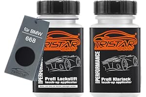 Peinture Voiture Crayon de retouche peinture pour BMW 668 Glanzschwarz/Schwarz II Peinture de base vernis clair 50 ml chacun