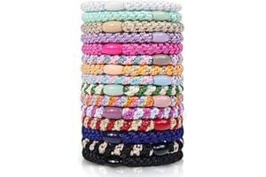 Sularpek 15 Piezas Gomas Elásticas para el pelo para Mujeres, Gomas del pelo Elásticas Multicolor, Bandas de Algodón Suave Tejidas, Elástico Gomas sin Metal, para pelo Fino, Grueso, Medio, Largo