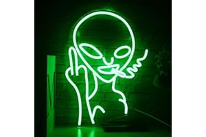 SIGNSHIP Las luces de neón alienígenas fumadores, señales de Plástico verdes se utilizan en decoración de paredes, habitaciones infantiles, bares, clubes, dormitorios