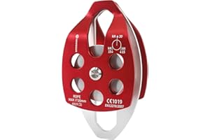 NewDoar 30KN Single/Double Pulley CE Certified Large Rescue Pulley for Diameter Max 16mm Rope Single/Double Sheave with Swing Plate for Rescue Hauling Arborist Tree Climbing