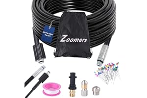Zoomers Kit di Sonda Sturatubi per Idropulitrice: Tubo Idropulitrice Sonda Sturatubi 20m 200bar 60°C,Adattatore per K2-K7 Kärcher Pistola, 2 Ugelli G1/8 per la Pulizia delle Tubature.