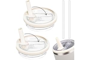 lafo Stanley Cup akcesoria, 2 sztuki, zapasowe pokrywki do kubków 40 uncji, w zestawie z 2 słomkami, szczelna pokrywka Stanley Cup (biała)