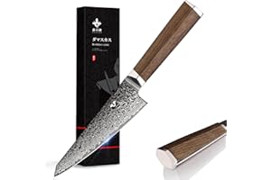 FUJUNI Couteau Cuisine Professionnelle Damas en Acier Damas 67 Couche VG10 Acier 15CM Couteau de Damas de Chef avec Poignée Ergonomique en Bois - Boîte Cadeau