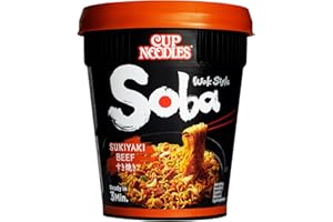 NISSIN Soba Cup - Saveur Sukiyaki Beef -1 carton de 8 cups de 89g