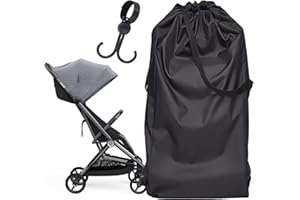 Belligern Pram Bag for Airplane with Shoulder Strap Pushchair Bag Water Proof Stroller Travel Bag and Stroller Hook for Airplane Portable Pram Bag for Airplane Suitable for Baby Strollers (Black)