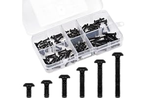 NICELAND 120 sztuk M3 Śruby ze stali węglowej, śruby do metalu M3 x 6/8/10/12/16/20 mm