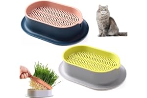 Quxvena Pflanzschalen für Katzengras - 2er Set, Keimschale für Anzucht von Innen oder Außen 18x12x4.5cm, Katze Gras Pflanzer (Keine Samen enthalten), Hydroponische Katze Gras wachsen Kit