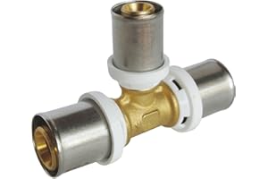 SOMATHERM FOR YOU - / 5720-20-16-20 - Té reduce tubo de engaste central de múltiples capas Ø20 - Ø16 - Ø20 Permite una desviación de diámetro en un Ø20 diámetro de la tubería tubo Ø16 multicapa