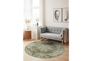 Hanse Home Lydia Okrągły dywan z krótkim włosiem – orientalny dywan do salonu, z krótkim włosiem, miękki, w orientalnym stylu, do salonu, sypialni, jadalni, przedpokoju – miętowy, Ø 160 cm