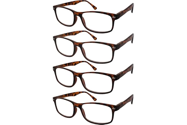 TBOC Lunettes de Lecture (Pack 4 Unités) Monture pour Femme Homme Unisexe Ordinateur Travail Branches avec Charnieres a Ressort