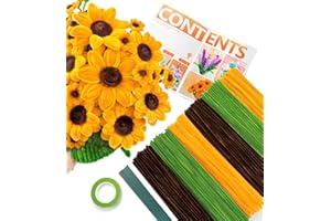 Tiehuoxia 300 PCS Pipe Cleaners for Flowers, Sunflower Pipe Cleaners Set for Crafts and Arts, Chenille Stems Kit for DIY, Decorations
