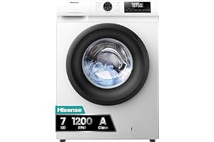 Hisense WFQP701219VM - Lavadora, Clase A, 7 Kg, 1200 rpm, Alto 84.5 cm x Ancho 59.5 cm, Blanco