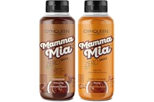 ‎GYMQUEEN GymQueen Mamma Mia Zero Sauce 2x265ml, Schokolade + Salty Caramel, kalorienreduziert, ohne Fett & ohne Zuckerzusatz, zum Verfeinern von Gerichten oder als Dessert-Sauce