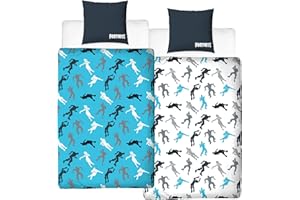 Character World Ropa de cama Fortnite 135 x 200 cm + 80 x 80 cm tamaño alemán · ForTNITE DABS Dance Figuras · 100% algodón · 2 piezas adolescentes jóvenes ropa de cama