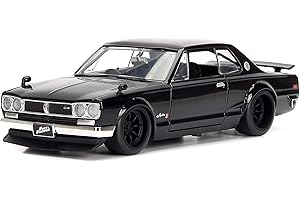 Jada - Fast and Furious Brian's Nissan Skyline GT-R 2000 1971, 253203004, +8 anni, Die-cast, in scala 1:24, parti apribili, con Spoiler, sistema a ruota libera