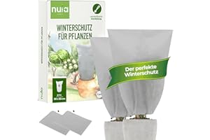 nuia Garden Pflanzenschutz Winter - Winterschutz für Pflanzen – Atmungsaktive, lichtdurchlässige Schutzhülle für Pflanzen im Winter (80 x 60 cm 2er Set)