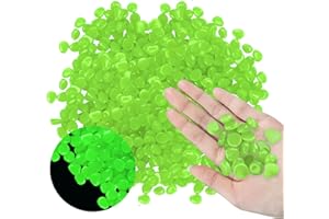 MOAMUN 1000 Stück Leuchtsteine Gärten aus Harz, Fluoreszierende Steine, Dekorative Steine, Grün Leuchtende Kieselsteine Nachtleuchtende Steine für Aquarium Garten Rasen Dekoration, 0.8-1cm (grün)